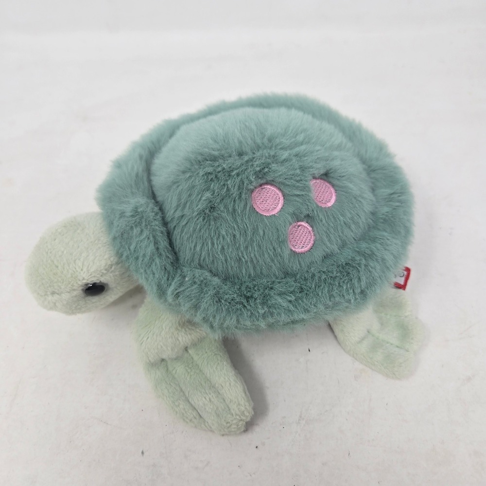 Douglas Cuddle Toys Sea Turtle Plush Teal Green Pink Fuzzy Shell 8 Inch Stuffed